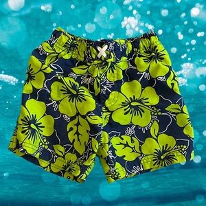 Blue Swim Trunks w/ Green Flowers Size 2T from Circo